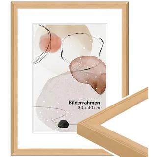 WANDStyle Bilderrahmen 24x30 Natur, moderner Bilderrahmen Holz, hochwertiger Holzbilderrahmen, Posterrahmen zum Aufhängen, Rahmen 30x24 cm, Fotorahmen H320 - Made in Germany