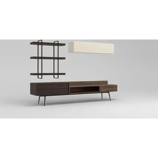 Braun Komplett Wohnzimmermöbel Wandschrank Wohnwand TV-Ständer Wandregale - Braun