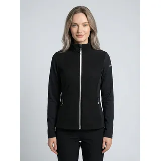 Fleecejacke ICEPEAK "ICEPEAK ETTENHEIM", Damen, Gr. M, basic schwarz, Fleece, Obermaterial: 84% Polyester, 13% Viskose, 3% Elasthan, hoch geschlossener Ausschnitt, eingefasste Kante, Jacken Fleecejacke, für Outdoor-Aktivitäten, atmungsaktiv, schnell trocknend