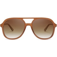 SOJOS Sonnenbrille Herren Damen Retro, Vintage Polarisiert Verspiegelt Eckig 70er Jahre Rechteckig Unisex UV400 Schutz Brille SJ2174, Dunkelbraun/Gradient Braun