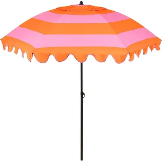 Mica Decorations Neigbarer Sonnenschirm mit Streifenmuster - Stockschirm 238 x Ø197 cm - Garten oder Balkon Sonnenschutz - Polyester, Stahl - Hellgrün, Dunkelgrün - Orange