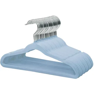 ManGotree 35cm Kinder Samt Kleiderbügel, Ultradünne Kinderkleiderbügel mit 360° Drehbarem Haken, rutschfeste Filzbügel für Jugendliche, Robust und Langlebig (32 Pack, Blau)