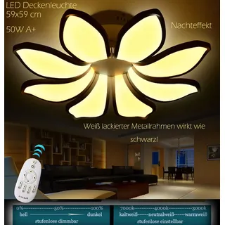 LED Deckenleuchte 8016-8-WJ 50W mit Fernbedienung Lichtfarbe/helligkeit einstellbar Acryl-Schirm A+,LED Wohnzimmerleuchte Kronleuchte Pendelleuchte Deckenlampe Deckenstrahler led Deckenleuchte Hängeleuchte Hängelampe