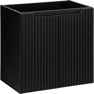 Badezimmerschrank 60 cm schwarz gefräst für Waschbecken 2 Türen - Schwarz