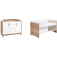 Schardt 10 913 50 75 Sparset Timber bestehend aus Kinderbett, Umbauseiten und Wickelkommode, braun