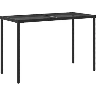 vidaXL Gartentisch mit Glasplatte Schwarz 115x54x74 cm Poly Rattan - Schwarz