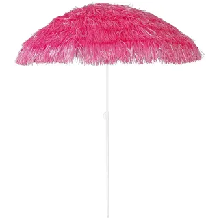 Hawaii Sonnenschirm Bastschirm Ø 160 cm UV30+ Strandschirm Knickschirm fuchsia - Fuchsia