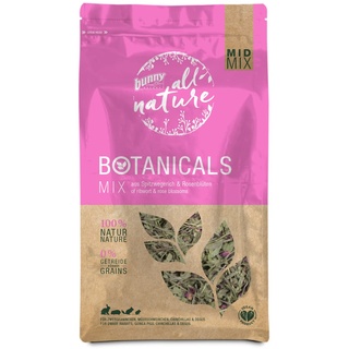 Bunny Nature BOTANICALS MID Mix - aus Spitzwegerich & Rosenblüten | 120 g | Ergänzungsfuttermittel für Zwergkaninchen, Meerschweinchen, Chinchillas & Degus | Ohne Zuckerzusätze