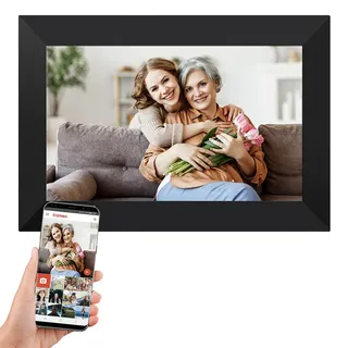XORO CPF 10C1 Frameo digitaler Bilderrahmen, 10.1 Zoll IPS Touchscreen, WLAN, 16 GB, App-Steuerung, 1280x800, schwarzer Rahmen