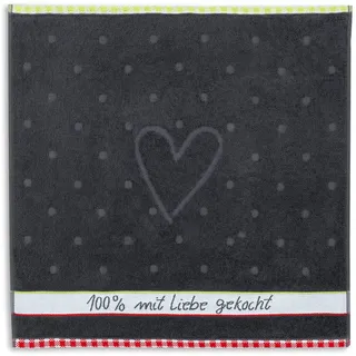 KRACHT, Geschirrtuch Frottier, 100% Liebe, 50/50 cm, 100% Baumwolle