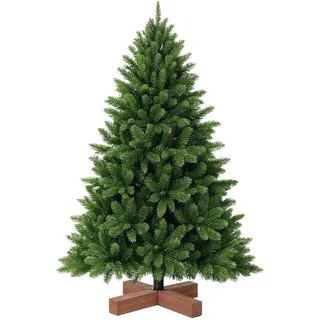 Relaxdays künstlicher Weihnachtsbaum, 180 cm, Spritzguss & PVC Nadeln, Holzständer, Tasche, Tannenbaum naturgetreu, grün