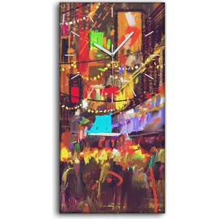 Dekor Leinwand Uhr Wandbilder 30x60 Malerei Stadt Asien Menschen Nacht Kunst - weiße Hände