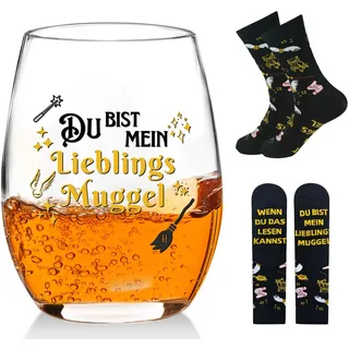 Mason Life Weinglas lustig 17oz,Weingläser ohne stiel,geschenk ideen für frauen männer,party,Geeignet für whiskey,cocktail,Du bist mein lieblings muggel,Harry fanartikel kaffeebecher