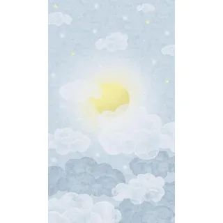 A.S. Création Kinderzimmer-Tapete Lilly & Luis - Strapazierfähige Vliestapete in Wolken-Optik - 8,80 m x 0,53 m - Blau, Gelb, Weiß – 770641