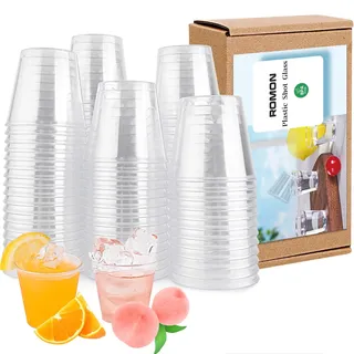 Romon 100 Stück Schnapsgläser Plastik, 3cl/30ml Shotgläser Plastik, Wiederverwendbarer Hartplastik Becher, Transparent Plastikbecher Klein aus PS Material, BPA-Frei