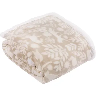 furn. Skandi Woodland Überwurf – Skandinavische Sherpa-Fleecedecke mit Waldtieren (Zobel – 140x180cm)
