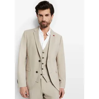 Anzugsakko CINQUE "CIMONOPOLI", Herren, Gr. 58, braun (hellbraun), Web, Obermaterial: 53% Polyester, 43% Schurwolle, 4% Elasthan, slim fit hüftbedeckend, mit Knöpfen, Sakkos Anzugsakko