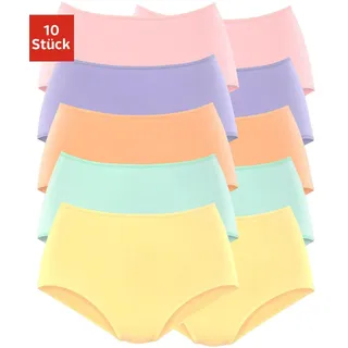 Taillenslip PETITE FLEUR, Damen, Gr. 36/38, bunt (rosa, lila, orange, grün, gelb), Single Jersey, Obermaterial: 95% Baumwolle, 5% Elasthan, unifarben, körpernah, Unterhosen Taillenslip, aus elastischer Baumwolle, Topseller