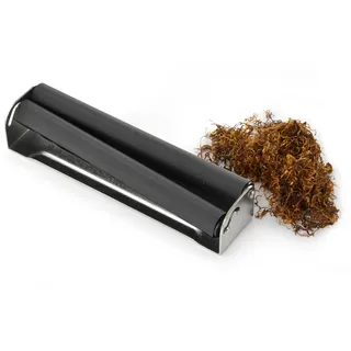 Ganzoo XXL Zigarettenroller aus Metall, Zigarettendrehmaschine für Drehtabak, silber/schwarz, passend für Papers bis 110mm Länge, bis 70mm Breite, zum Vordrehen auch konisch, kompaktes Maß 115x25x27mm