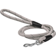 Bobby Walk - Schlauchförmige Hundeleine, Trainingshundeleine mit Karabiner, strapazierfähiges Nylon, Grau, 124 x 1,2 cm