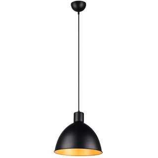 meineWunschleuchte Pendelleuchte im Industrie Look mit Metall Lampenschirm Ø 30cm in Schwarz matt und innen Gold