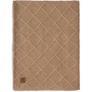 Jollein Babydecke Check Knit, Biscuit - Teddy Fleece - 100x150cm - 60% Baumwolle, 40% Acryl, Innenseite 100% Polyester - Fürs Kinderbett - 2.0 TOG - Oeko-TEX Zertifiziert - Strickmuster