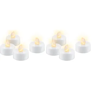 goobay 4er-Set LED-Teelichter mit Timerfunktion, warmweiß (2500 K), flackernde Flamme, Hochzeiten, Adventszeit oder Dinnerdeko, batteriebetrieben, weiß, inklusive 4x CR2032-Knopfzellen, 77752