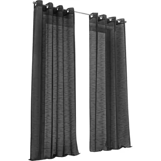 Vorhang KUTTI "Celtic" Gr. 3, grau (anthrazit), B:140cm H:225cm, Polyester, Gardinen, Vorhang, Gardine halbtransparent, Leinenoptik, Effektgarn