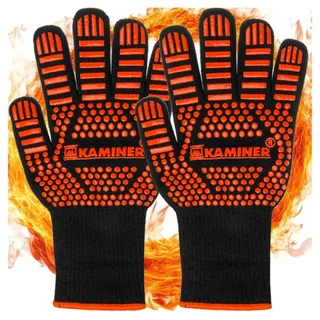 tiancewan Grillhandschuhe 800°C atmungsaktiv Schwarz