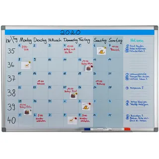 Relaxdays Whiteboard Planer , Weiß , Metall , 90x60x5 cm , Bilder & Rahmen, Pinnwände & Magnettafeln