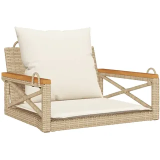 vidaXL Hängesessel mit Kissen Beige 63x62x40 cm Poly Rattan - Beige