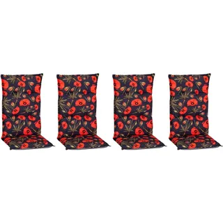 Beo Sitzauflage Hochlehner Trondheim 4er-Set mit roten Mohnblüten