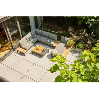 Siena Garden Loungegarnitur , Anthrazit, Grau, Teakfarben , Holz, Metall, Textil , 18-teilig , Teakholz , massiv , Füllung: Schaumstoff, Vlies,Vlies , einzeln stellbar , wetterbeständig , Gartenmöbel, Loungemöbel, Loungegarnituren