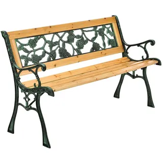 Juskys Gartenbank Venezia 2-Sitzer , Braun , Holz , 122x73x54 cm , Gartenmöbel, Gartenbänke
