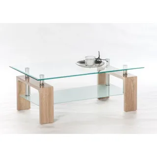 Stolkom Couchtisch »Mango II Glastisch, Wohnzimmertisch, Tisch Glas BxHxT 100x46x60 cm« Sicherheitsglas 8mm stark, Edelstahlrohre als Distanzhalter