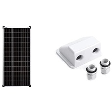 enjoy solar® Mono 100W 36V Monokristallin Solarmodul Solarpanel & enjoy solar ABS 2-FachKabeldurchführung Solarmodul Haltespoiler in Weiß