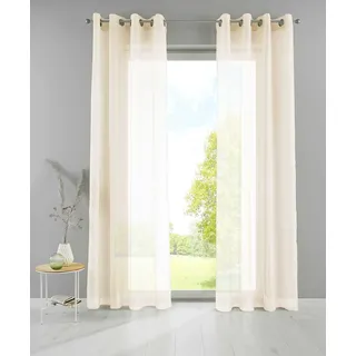 YASMIN 2er Set Ösengardinen HxB 225x140 cm Creme Transparent »Basel« Gardine Bleiband Store Vorhang, 20332TR2