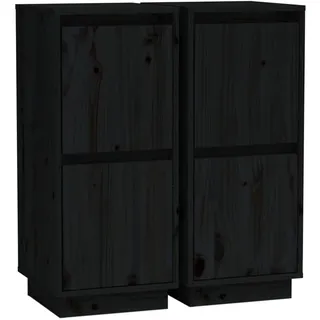vidaXL Sideboards 2 Stk. Schwarz 31,5x34x75 cm Massivholz Kiefer