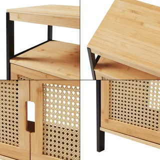 [en.casa] Waschbeckenunterschrank Tervola 60x60x35 cm Schwarz/Bambus