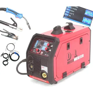 MIG/MAG Doppelpuls Schutzgas Schweißgerät 200 LCD synergische WIG MMA CuSi 13959