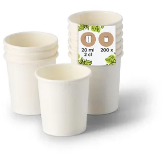 BIOZOYG Schnapsbecher aus Papier 200 Stück 20 ml weiß - Pappbecher Beschichtet Party Zubehör Einwegbecher Messen, Events, Verkostung - Alternative für Plastikbecher Schnapsgläser 2 cl Shot Becher