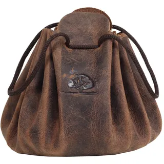 Greenburry Vintage Leder Münzbeutel Lederbeutel braun XL | 9x9x10cm