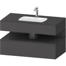 Duravit Qatego Einbauwaschtisch mit Konsolenwaschtischunterbau, 1000x550x600mm, Nische Graphit Matt, QA4786049, Farbe: Graphit Matt/mit Nischenbeleuchtung