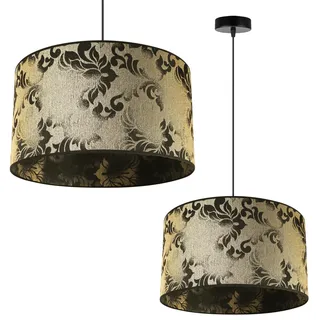 Hängelampe, Deckenleuchter, Lampenschirm, Goldmuster - Schwarz, Gold