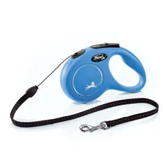 FLEXI® Klassische einziehbare Hundeleine, ergonomisch, langlebig und verhedderungsfrei, für Hunde bis zu 11,8 kg, 4,8 m, klein, Blau