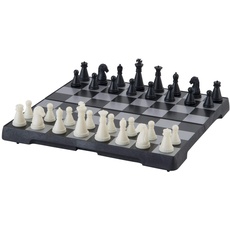 Engelhart - Schachspiel magnetisch - Einklappbar Schachbrett Pädagogische Speil mit Magnetischem, Reisen, Schwarz und weiß - (16 cm x 16 cm)