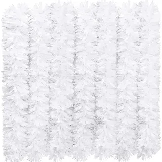 LATERN 10m Weihnachts-Lametta-Girlande, weiße Farbe Metallic-Lametta Chunky Glitzernde Lametta Dicke glänzende Girlande für die Weihnachtsbaumdekoration