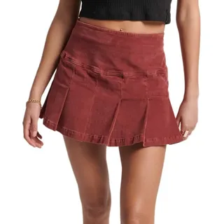 Superdry Vintage Cord Pleat Mini Rock - Merlot - M