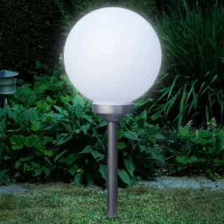Bonetti Solar Gartenkugel für außen mit LED Beleuchtung, inkl. Erdspieß, 600 mAh Akku, Einschaltautomatik, Moderne und stylische Kugelleuchte (2, Ø 30 cm, kalt-weiß)