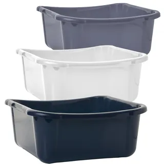 2friends Waschschüssel 3er Set eckig 12L – Spülschüssel Kunststoff robust stapelbar – Lebensmittelecht für Küche Haushalt Camping – Abwaschschüssel spülmaschinenfest Made in EU